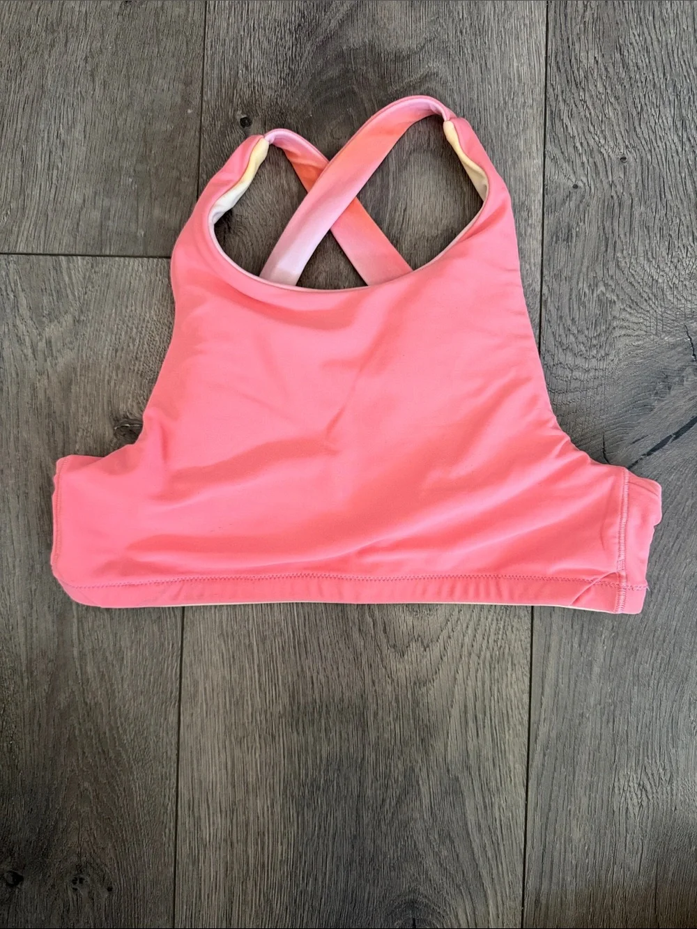 Athleta Girls Coral  Lemonade Reversible Crossback Swim Top